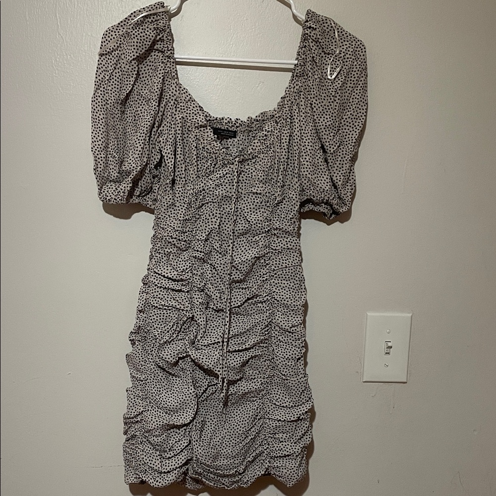 Zara Black and White Ruched Mini Dress